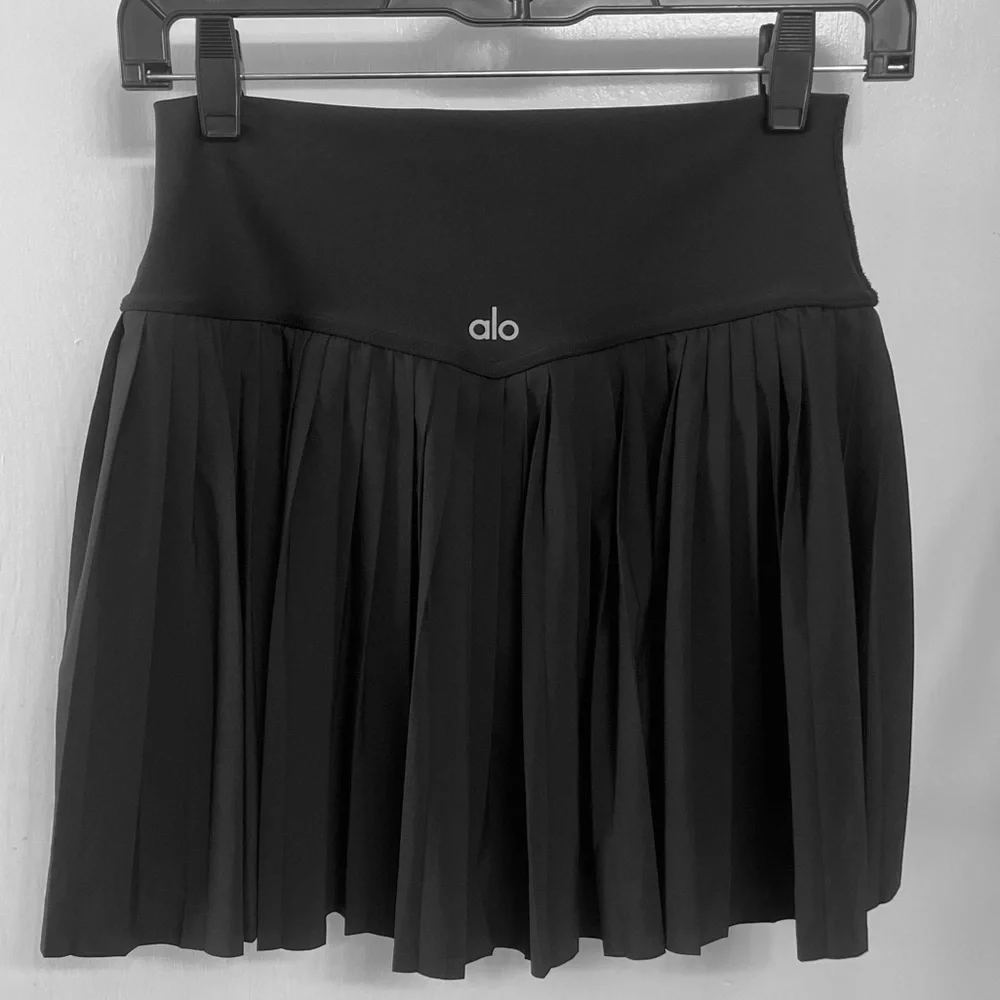 ALO Yoga Black Pleated Mini Skirt